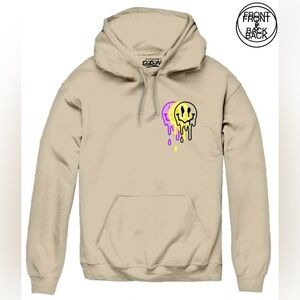 Popular poison multi trippy smile Hoodie mens small tan brown streetwear